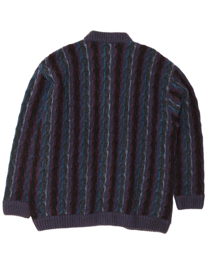 Maglione cardigan da uomo Regular Fit Fiume XL in lana a righe viola