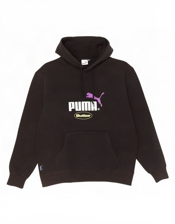 Felpa con cappuccio grafica da uomo Puma Large in cotone nero