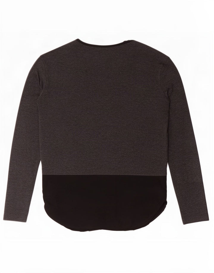 Top Zara da donna a maniche lunghe UK 16 Large Grigio Colourblock Poliestere