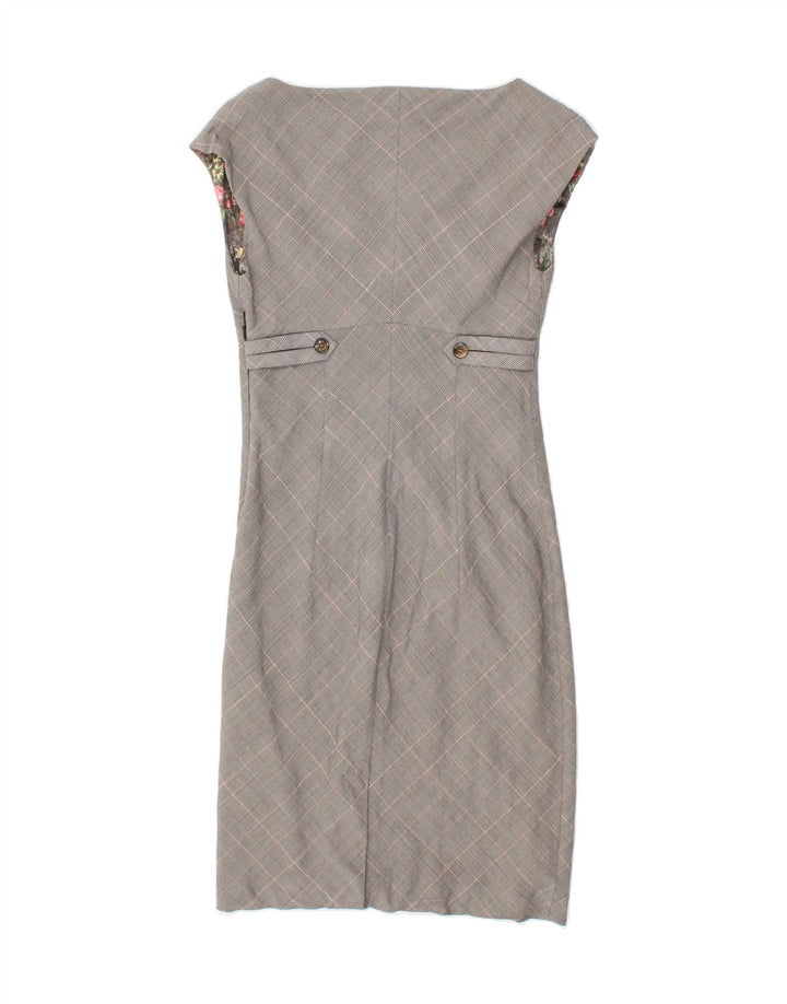 TED BAKER Womens Sleeveless Sheath Dress Size 2 Small Grey Check Viscose Vintage Ted Baker and Second-Hand Ted Baker from Messina Hembry 