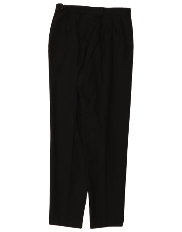 Pantaloni da abito vintage da donna con pedge IT 44 medio W28 L29 lana merino nera