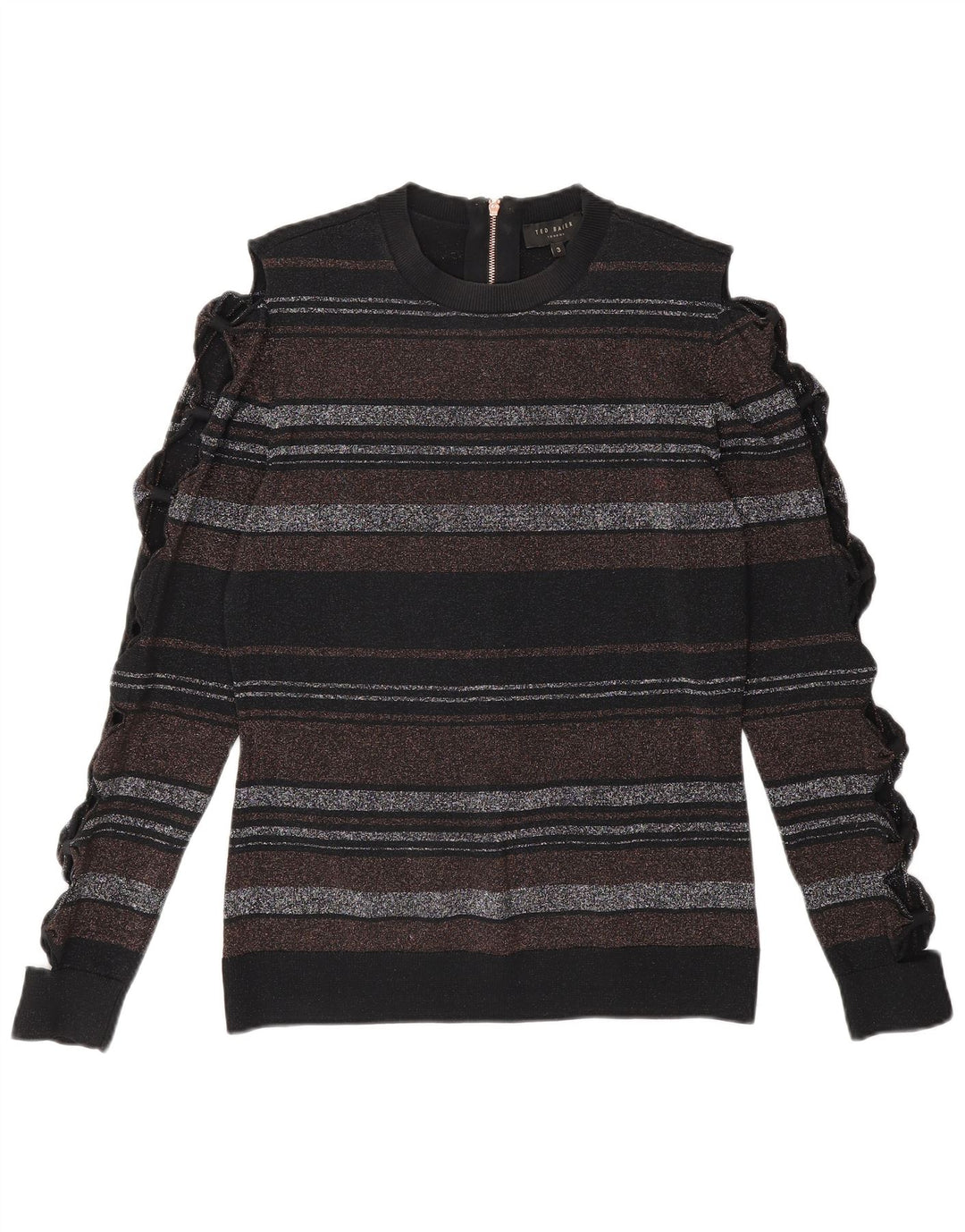 TED BAKER Womens Crew Neck Jumper Sweater Size 3 Medium Black Designer