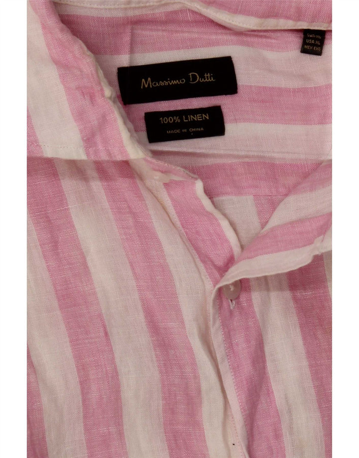Camicia da uomo Massimo Dutti XL Lino a righe rosa