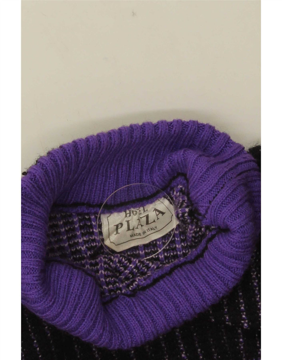 Maglione da donna vintage con collo alto e maglione UK 14 viola medio geometrico