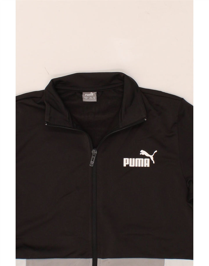 PUMA Boys Tracksuit Top Jacket 13-14 Years Black Colourblock Polyester Vintage Puma and Second-Hand Puma from Messina Hembry 