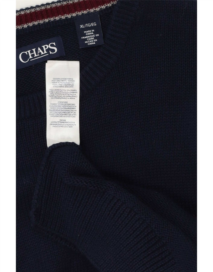Maglione maglione girocollo da uomo Chaps XL in cotone blu navy