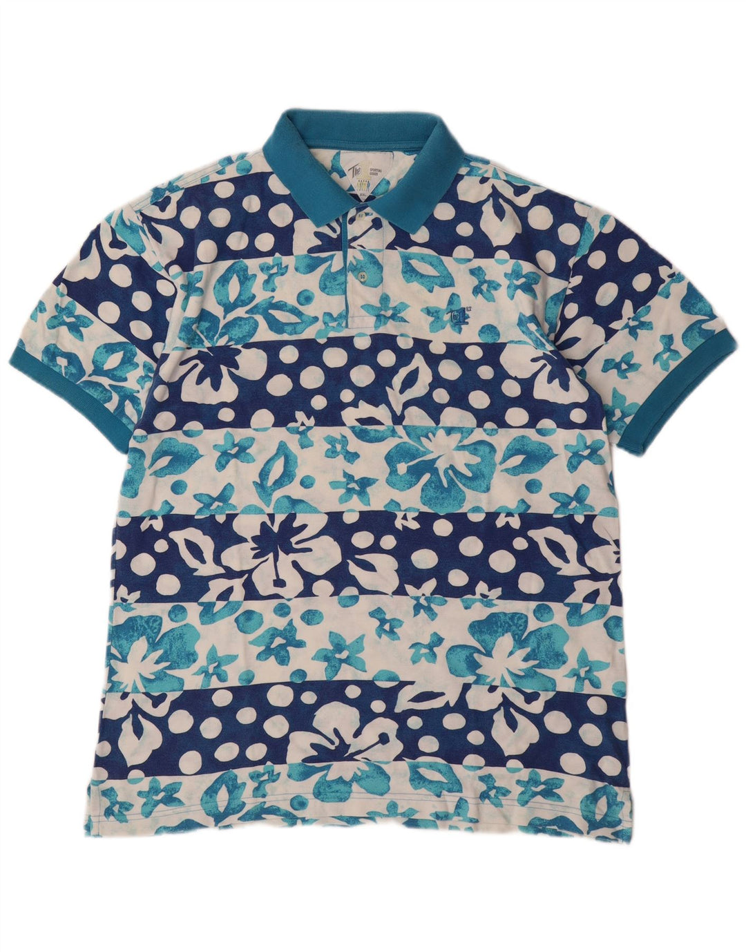 Polo da uomo VINTAGE 2XL in cotone floreale blu