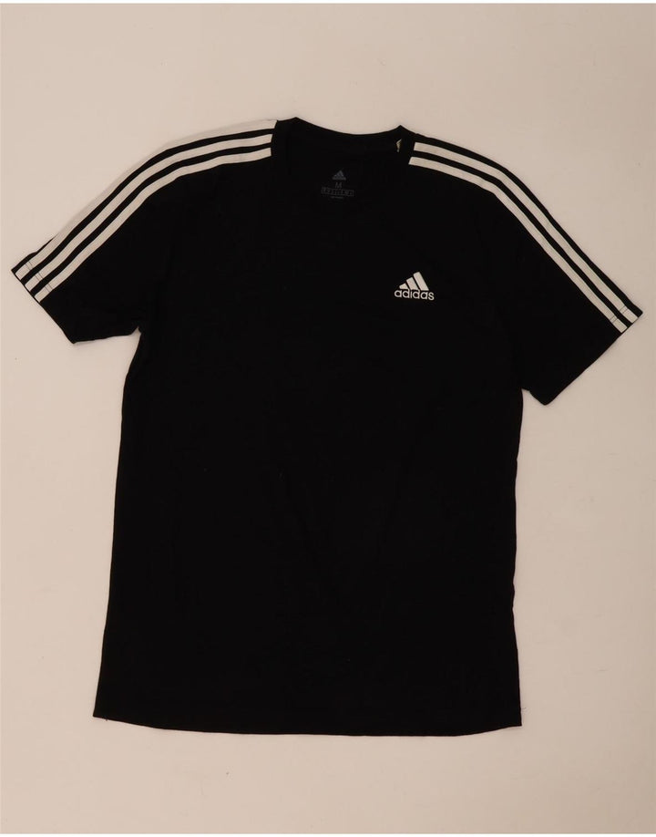 T-shirt Adidas da uomo Top media in cotone nero