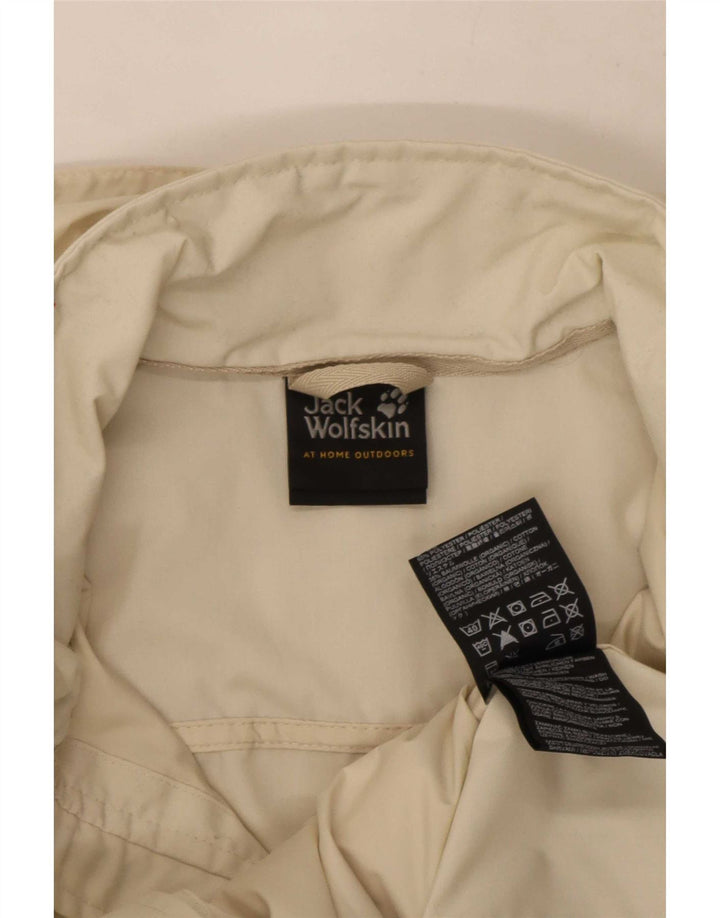 Giacca antipioggia con cappuccio da donna Jack Wolfskin UK 6 XS poliestere bianco sporco