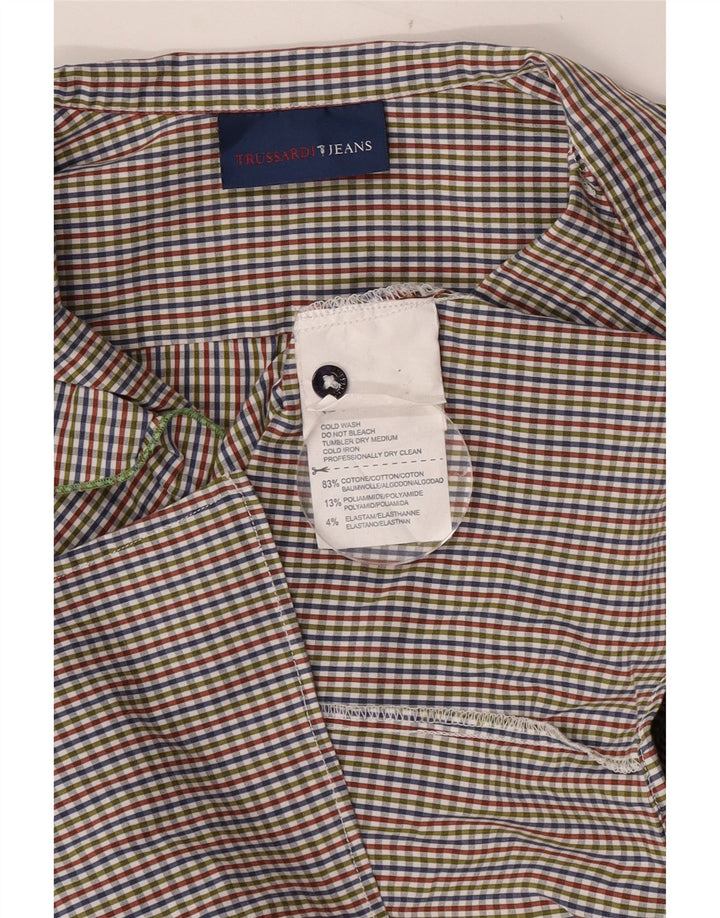 Trussardi Jeans Camicetta da Donna con Volant sul Fronte UK 6 XS Multicolore
