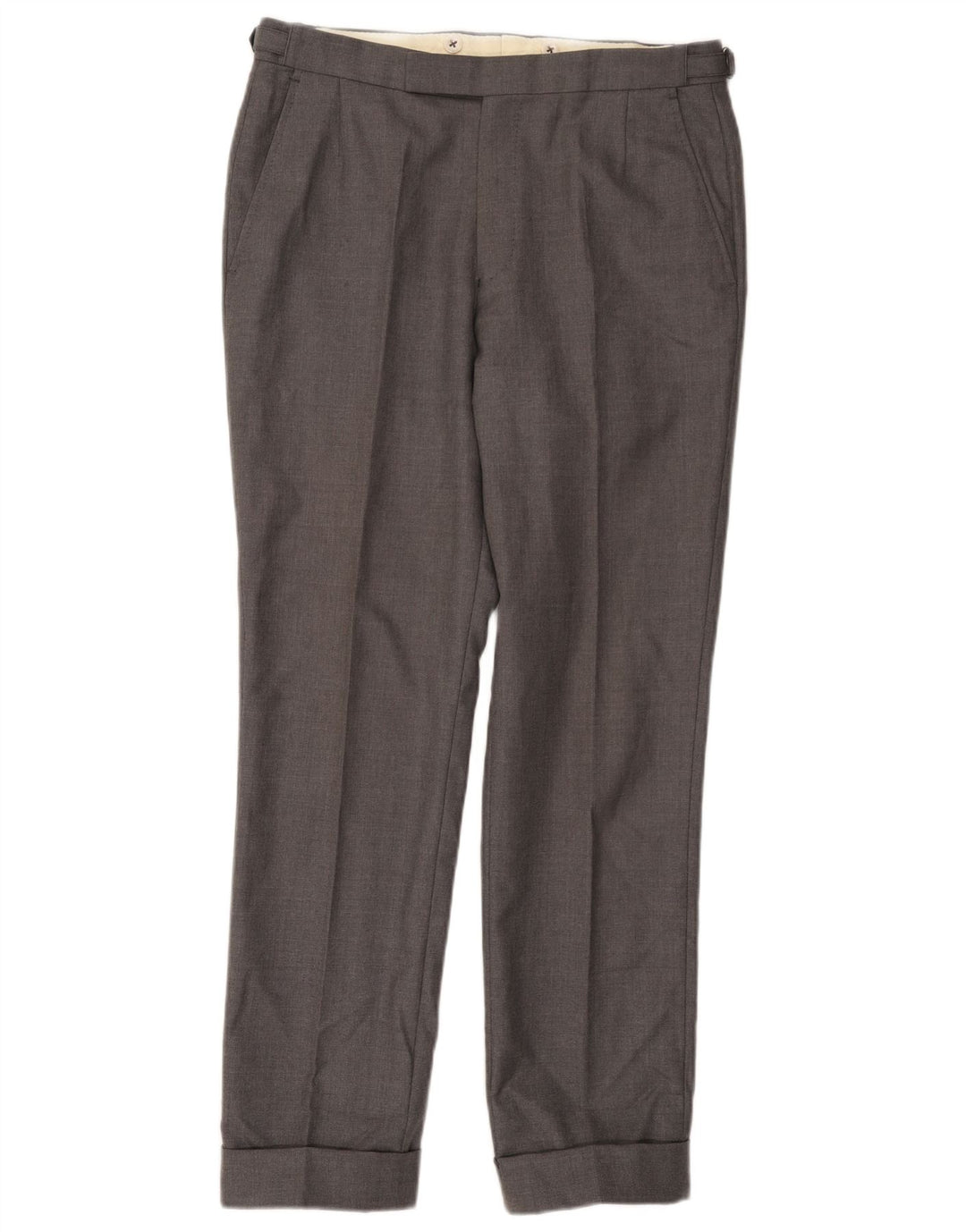 GIEVES & HAWKES Pantaloni da abito dritti da uomo W32 L30 Lana grigia