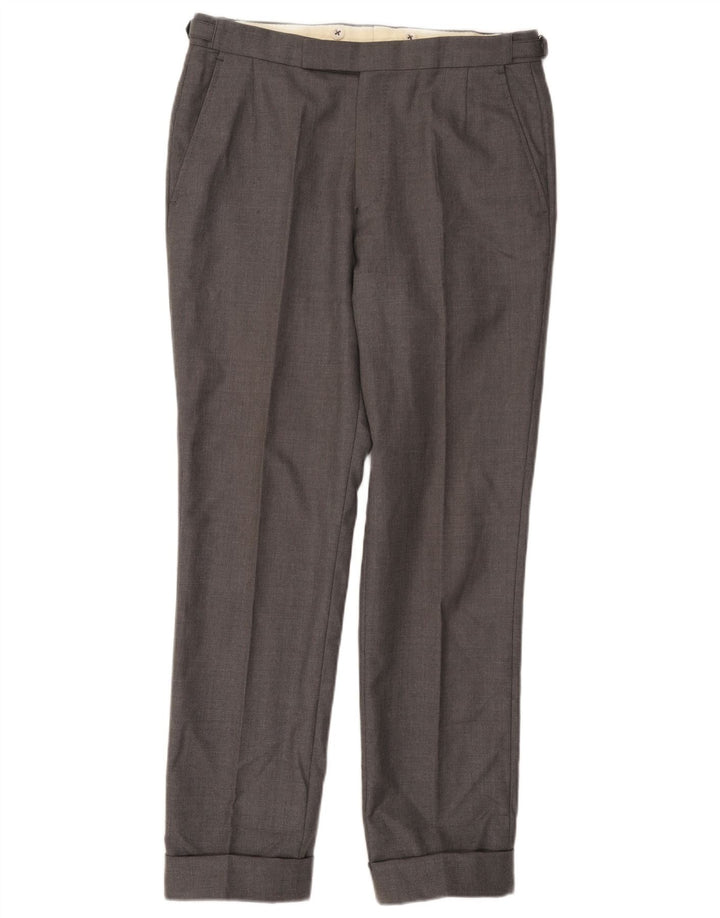 GIEVES & HAWKES Pantaloni da abito dritti da uomo W32 L30 Lana grigia