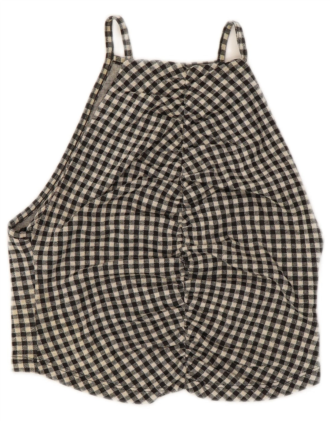 Top corto da donna ZARA alla caviglia UK 8 piccolo in cotone a quadretti nero