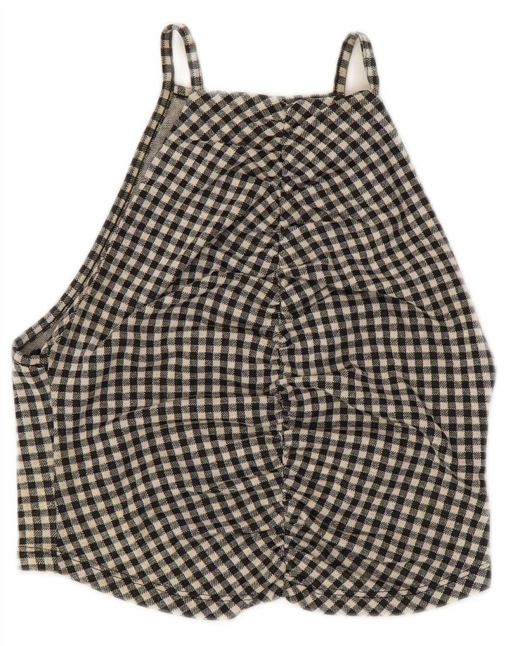 Top corto da donna ZARA alla caviglia UK 8 piccolo in cotone a quadretti nero