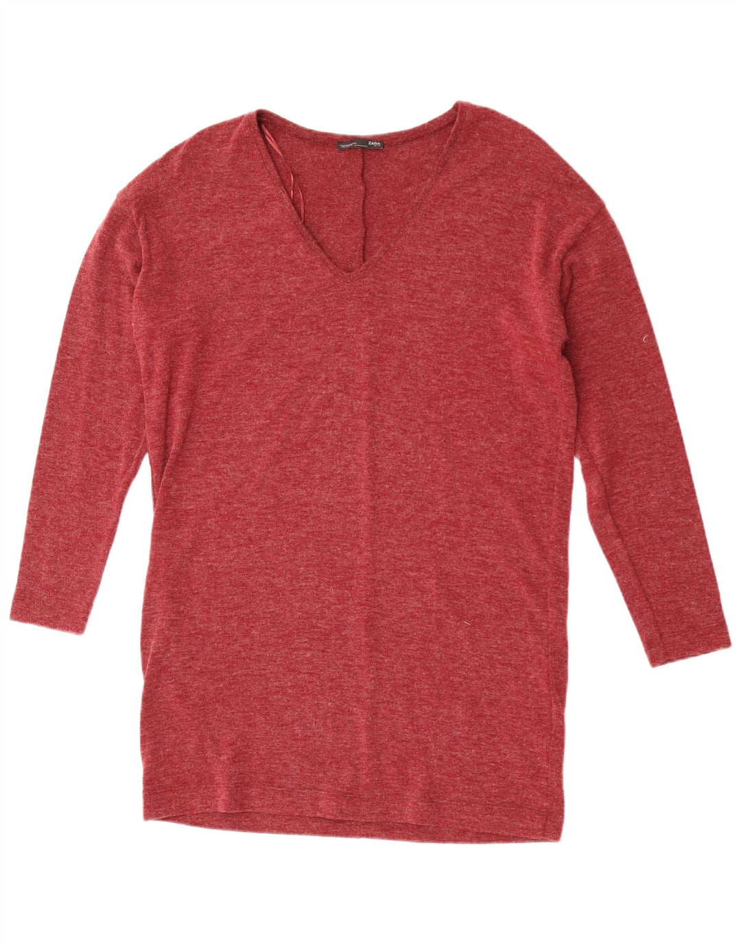 Top Zara da donna a maniche lunghe UK 14 Poliestere screziato marrone medio
