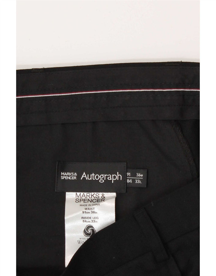 Pantaloni da abito dritti da uomo Marks & Spencer W36 L33 poliestere nero