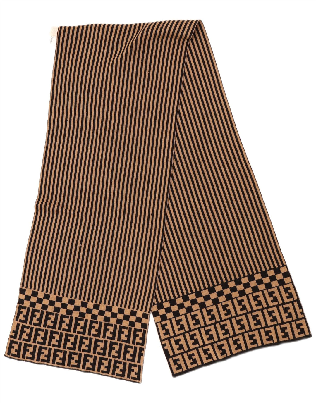 Scialle da donna Fendi IT 42 Designer in lana merino a righe beige medio