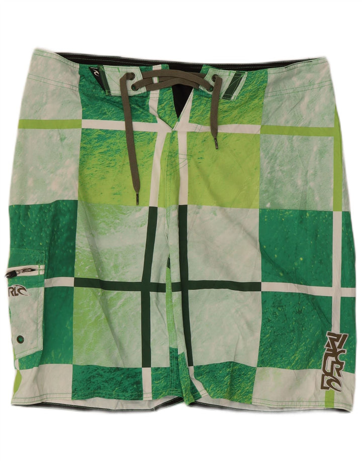 Pantaloncini da bagno con grafica da uomo Rip Curl, poliestere grande a quadri verdi
