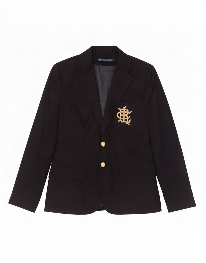 Giacca blazer a 2 bottoni da donna Ralph Lauren US 8 lana blu navy media