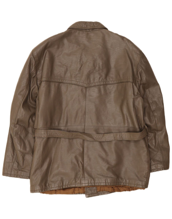 Giacca in pelle vintage da uomo IT 54 2XL Marrone