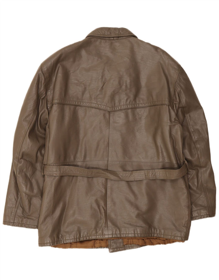 Giacca in pelle vintage da uomo IT 54 2XL Marrone
