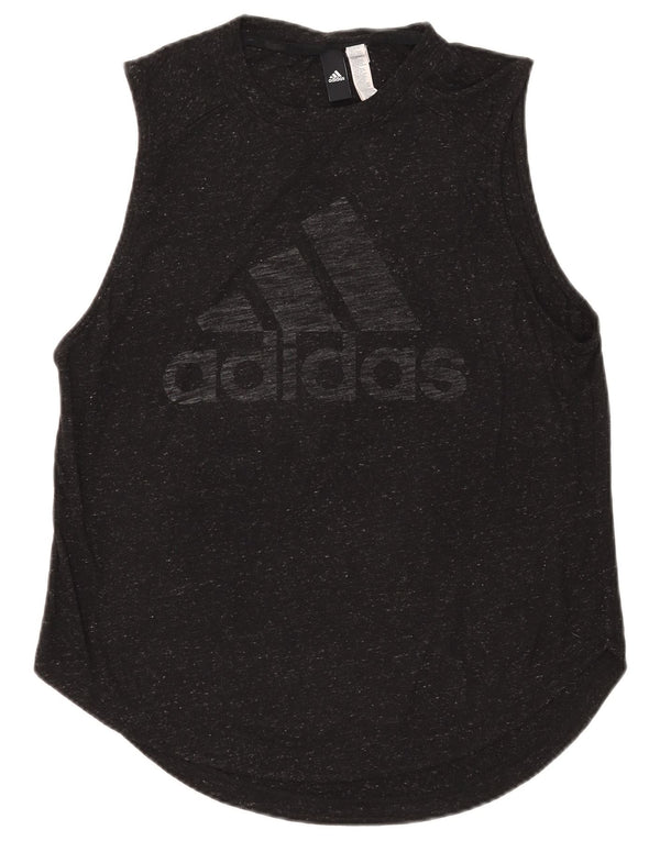 Adidas Womens Graphic Vest Top UK 12/14 Medium Black Flecked