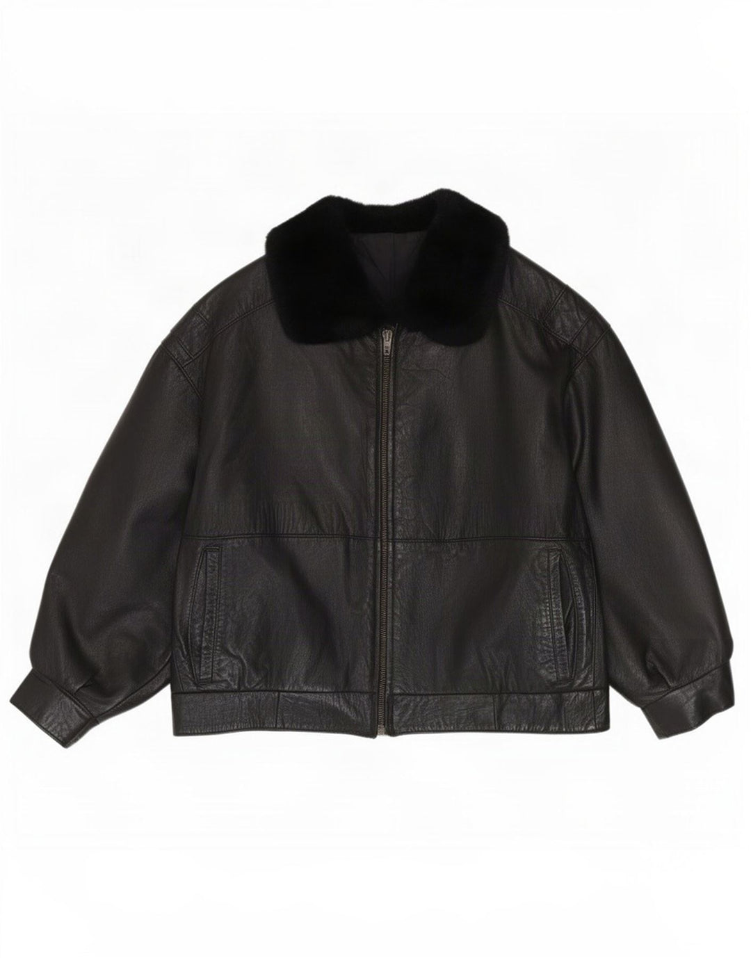 Giacca in pelle vintage da donna vestibilità ampia IT 40 piccola nera