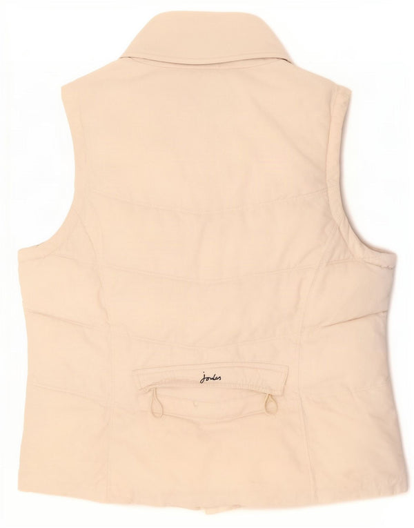 Gilet imbottito da donna Joules UK 14 grande cotone bianco sporco