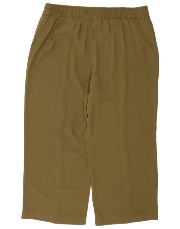 Pantaloni casual a gamba larga da donna Marks & Spencer UK 24 4XL W44 L30 Cachi
