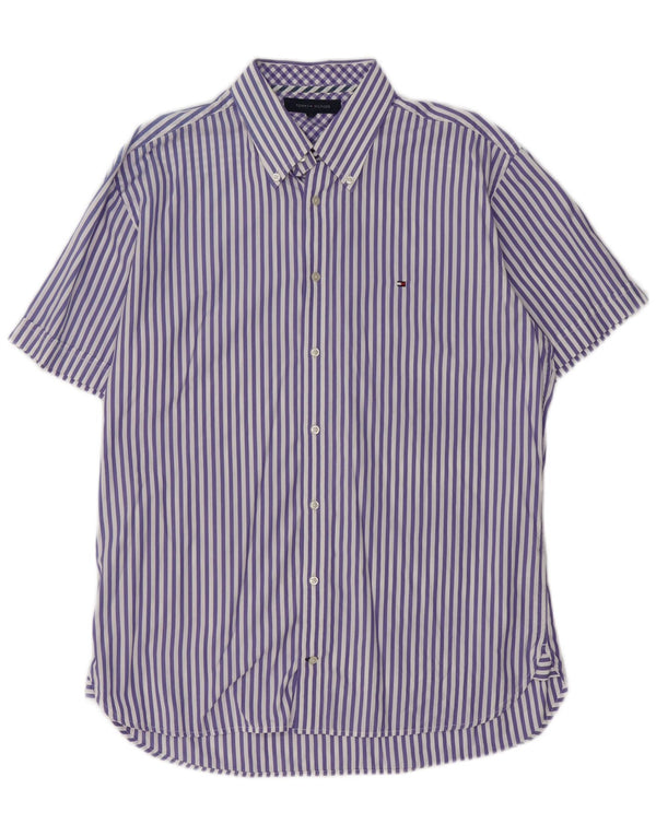 Tommy Hilfiger Uomo Camicia a maniche corte Grande cotone a righe viola