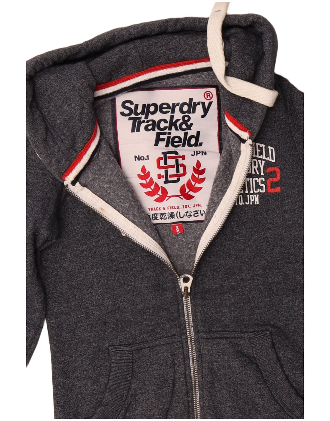 Felpa con cappuccio e zip grafica da uomo SUPERDRY per atletica leggera XS in cotone grigio