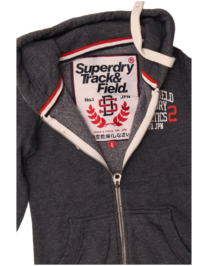 Felpa con cappuccio e zip grafica da uomo SUPERDRY per atletica leggera XS in cotone grigio
