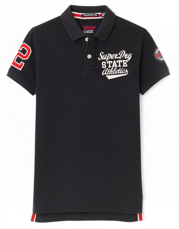 Polo grafica da uomo Superdry XS in cotone blu navy