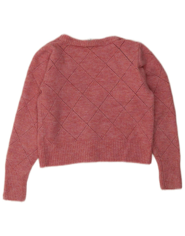 Maglione cardigan corto da donna Topshop UK 10 piccolo acrilico rosa