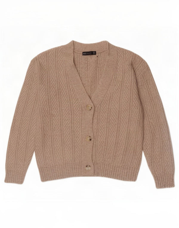 Marks & Spencer Womens Cardigan Sweater UK 10 Small Beige Flecked Polyester