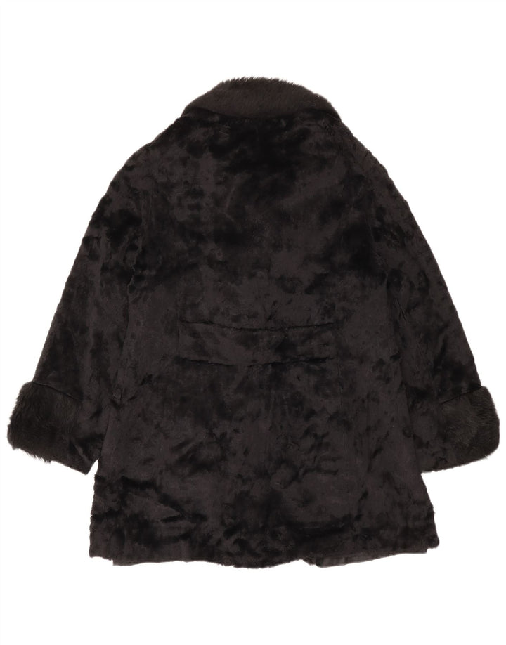 Cappotto in pelliccia vintage da donna UK 14 medio nero