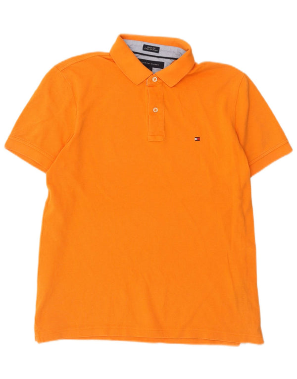 Polo da uomo Custom Fit Tommy Hilfiger in cotone arancione medio