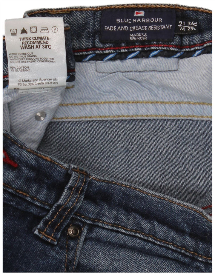 Jeans dritti da uomo Marks & Spencer Blue Harbour W36 L29 cotone blu