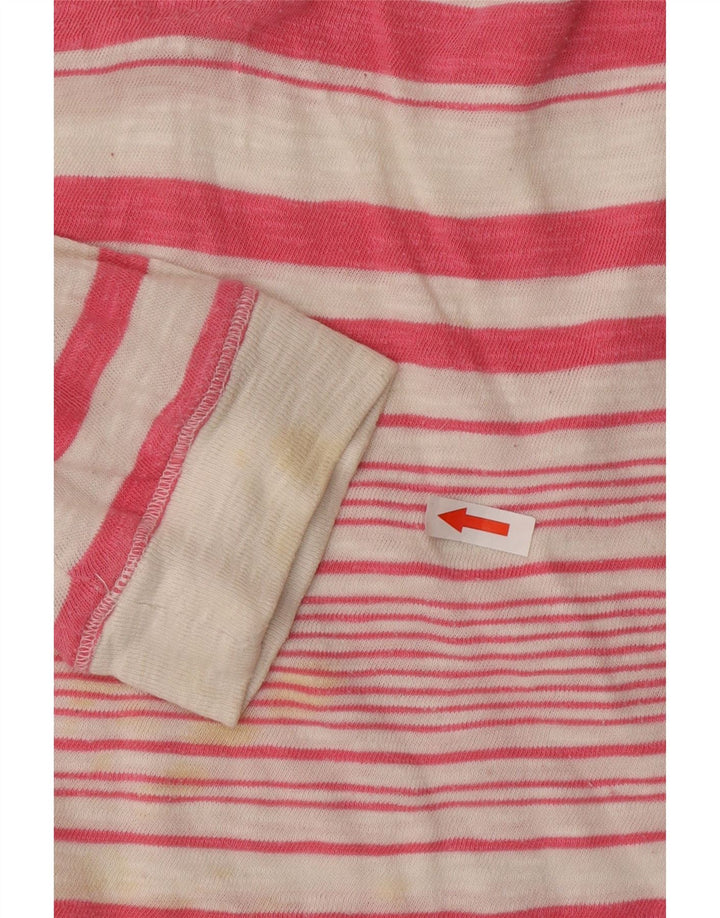 Top grafico da donna Roxy manica lunga UK 14 Cotone a righe rosa medio