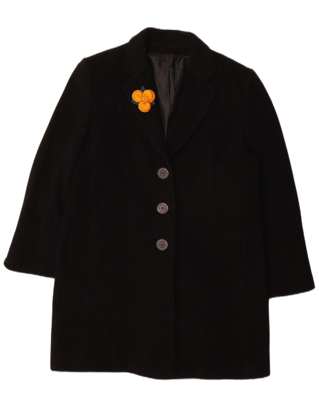 Cappotto da donna vintage UK 14 grande floreale nero