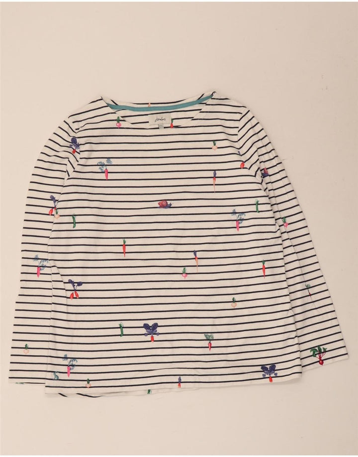 Joules Top da donna a maniche lunghe UK 16 Large White Striped Cotton
