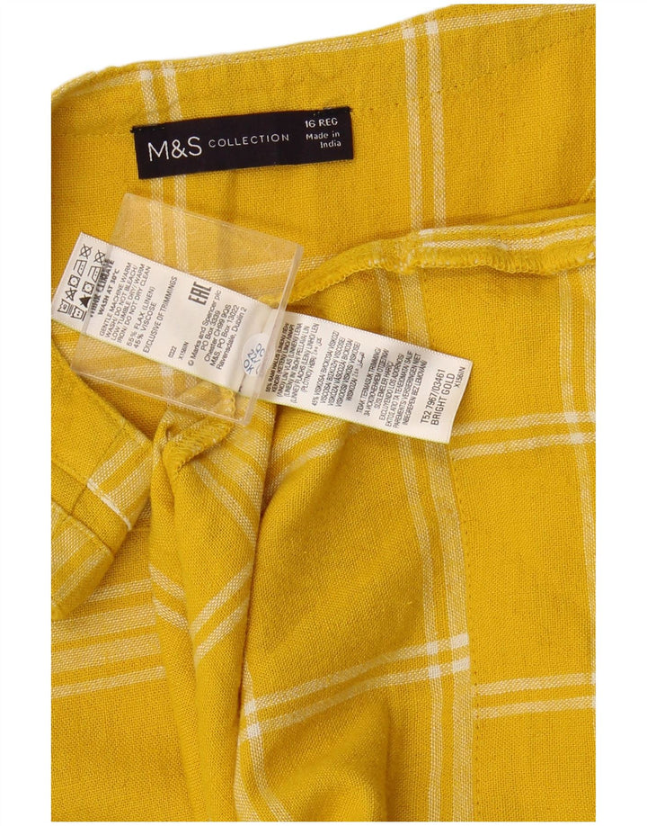 MARKS & SPENCER Womens Sleeveless Shift Dress UK 16 Large  Yellow Check