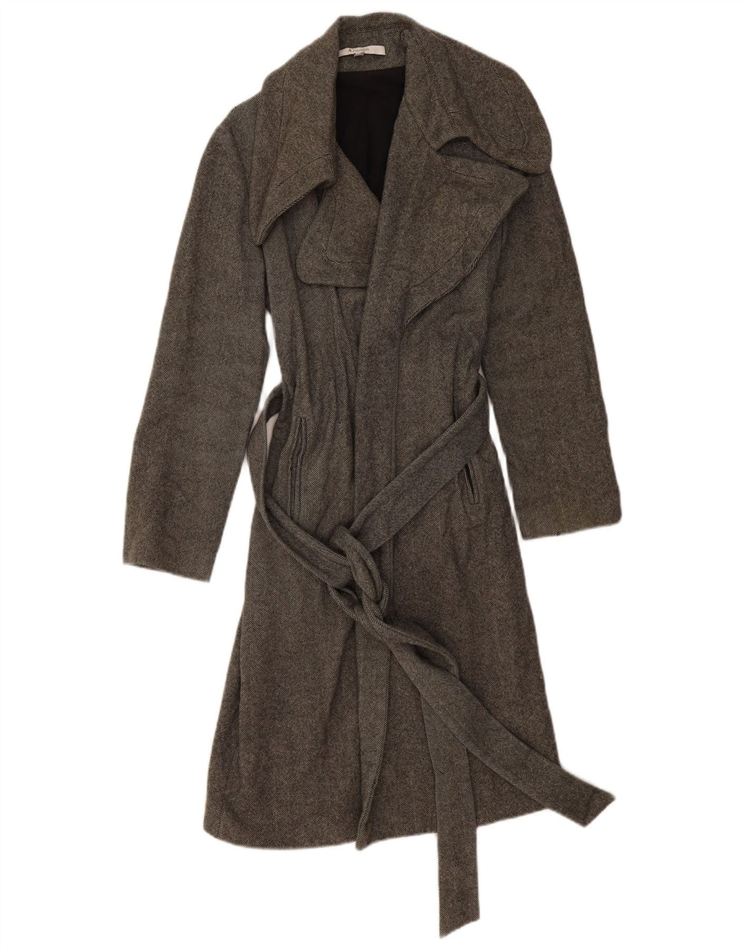 Cappotto da donna Aquascutum UK 8 Small Lana d'agnello a spina di pesce grigia