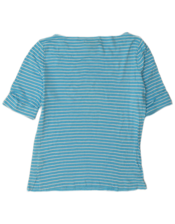 Top da donna Ralph Lauren manica 3/4 UK 14 cotone a righe blu medio
