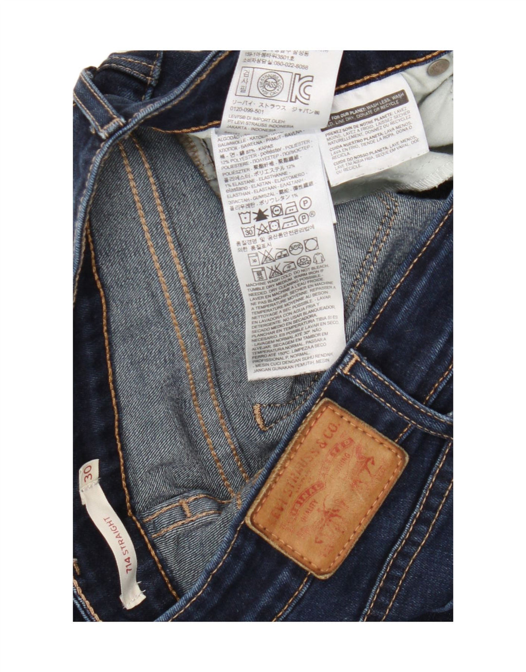 Levi's Jeans dritti da donna 714 W30 L32 in cotone blu navy