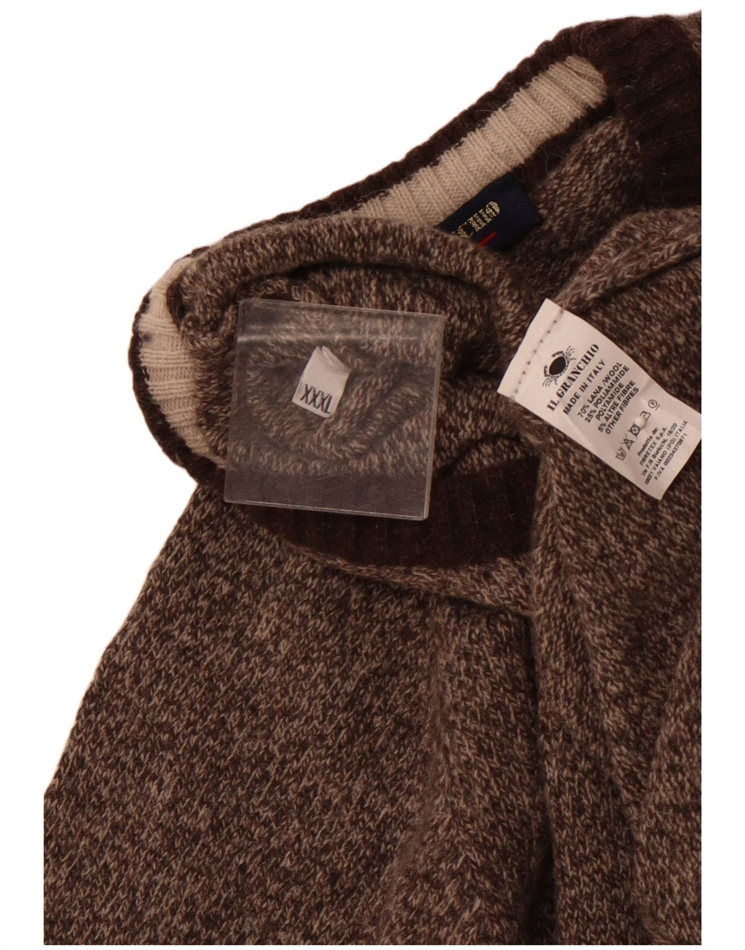 IL GRANCHIO Maglione girocollo da donna UK 22 3XL Lana screziata marrone