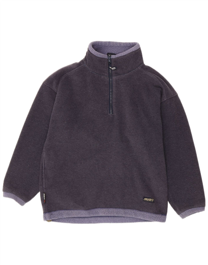 Musto Maglione in pile da uomo con zip e collo medio in poliestere color block blu navy