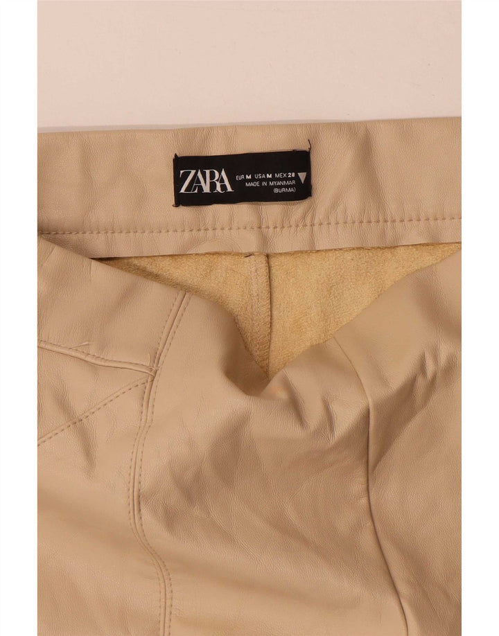 Pantaloni skinny in pelle da donna Zara medi W28 L28 Beige