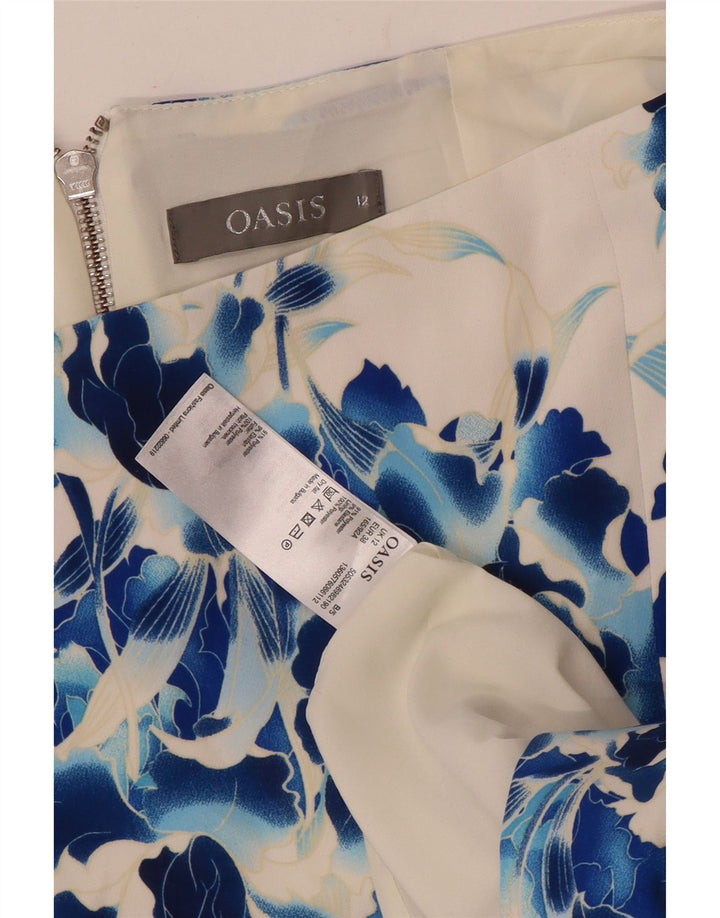 Gonna a tubino da donna Oasis UK 12 Media W32 Poliestere floreale bianco