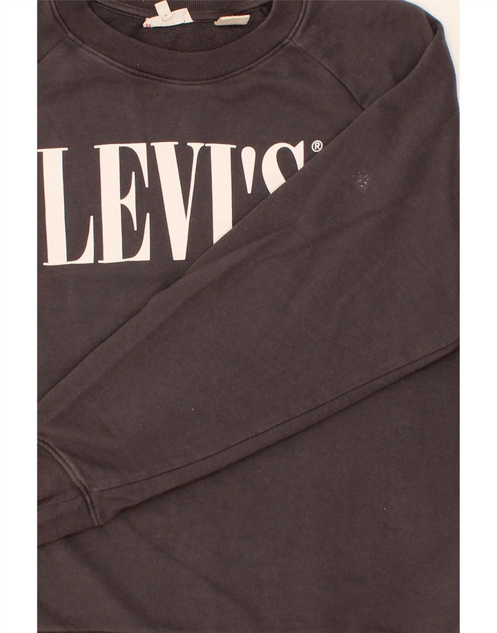 LEVI'S Womens Graphic Sweatshirt Jumper UK 16 Large Grey Cotton Vintage Levi's and Second-Hand Levi's from Messina Hembry 